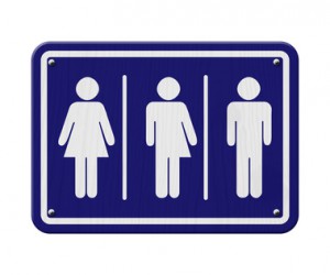 Transgender Sign, Blue and White Sign with a woman, male and transgender symbol